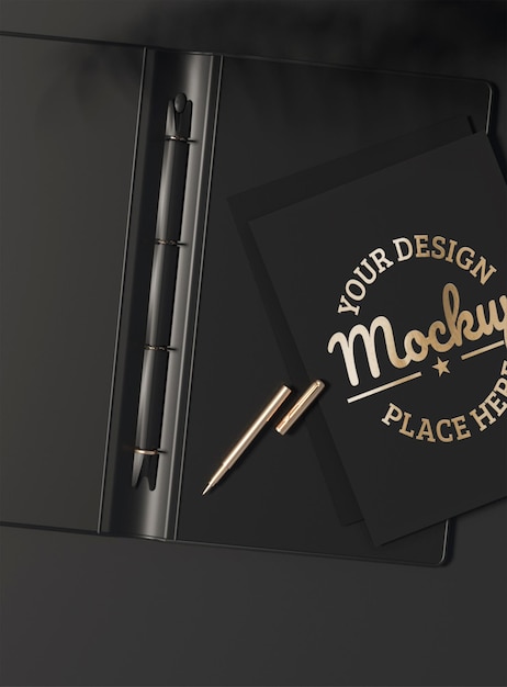 Design mockup logo modello oro su carta nera