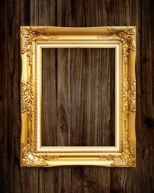 PSD gold picture frame mockup