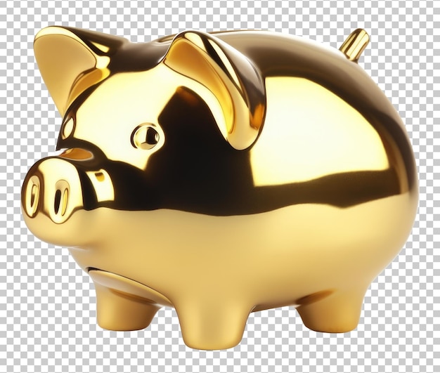 PSD gold piggy bank isolated on transparent background