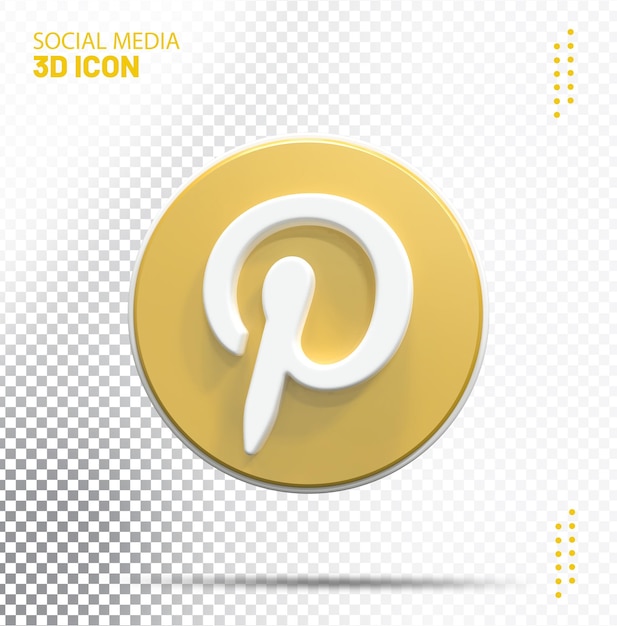 골드 Pinterest 아이콘 3d