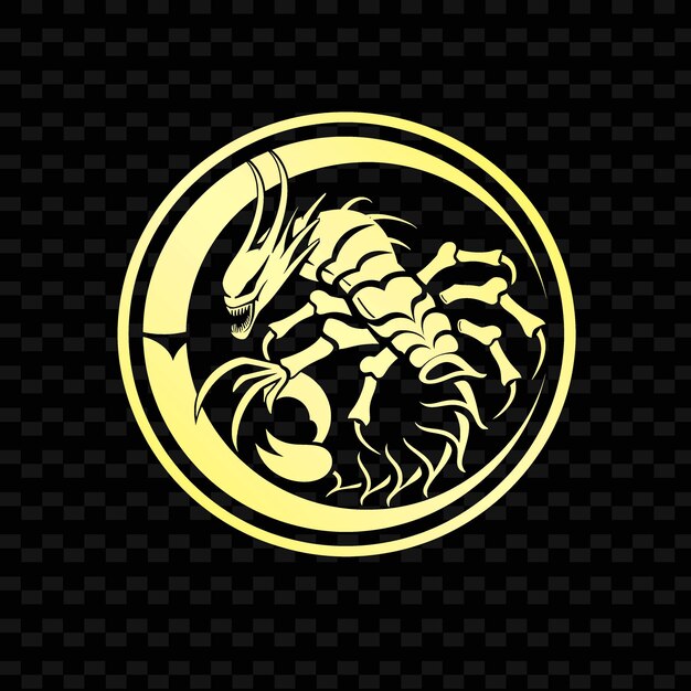 PSD a gold plate with a silhouette of a scorpion on it