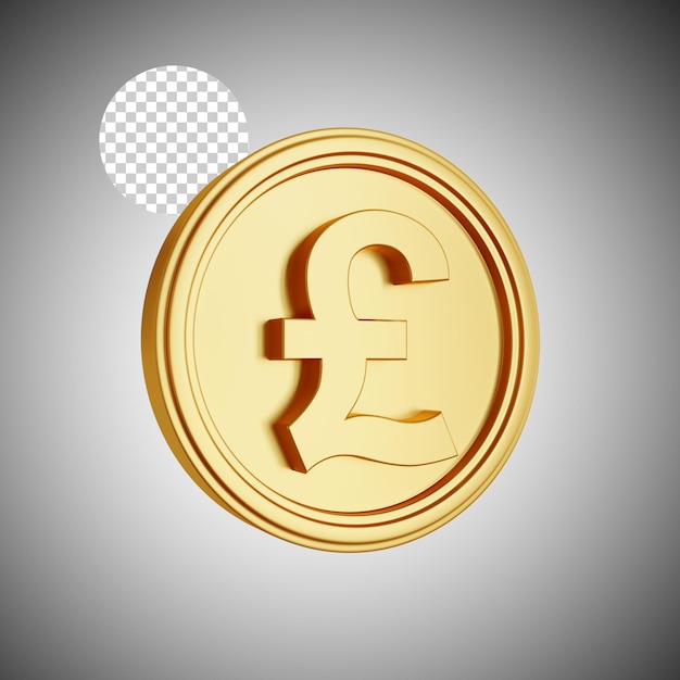 PSD gold pound coin 3d rendering