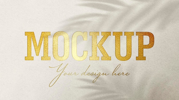 gold pressed text effect with shadow palms