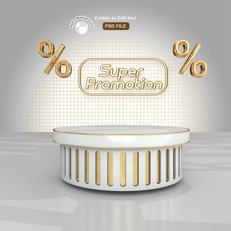 PSD gold product podium super promotion