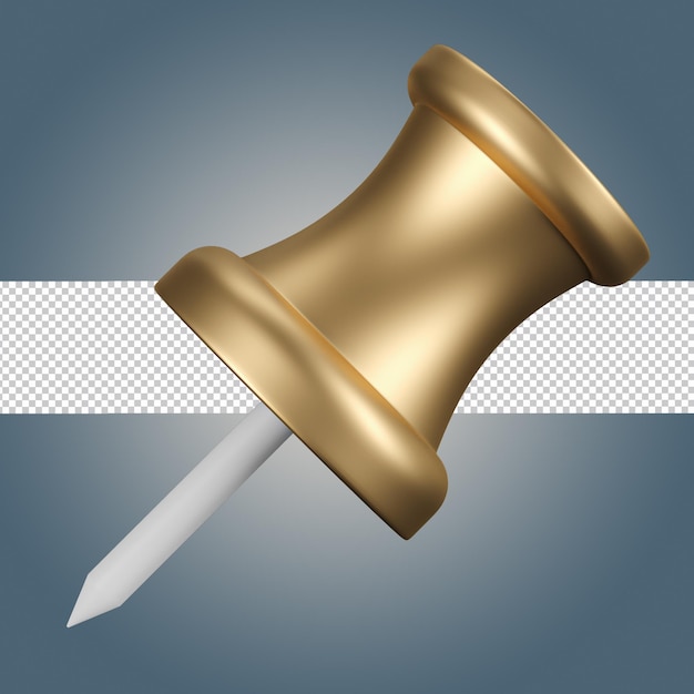 Gold push pin 3d icon