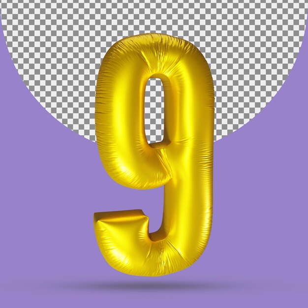 Gold realistic balloon of 9 number