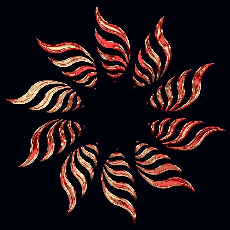 PSD gold red chrome y2k design element