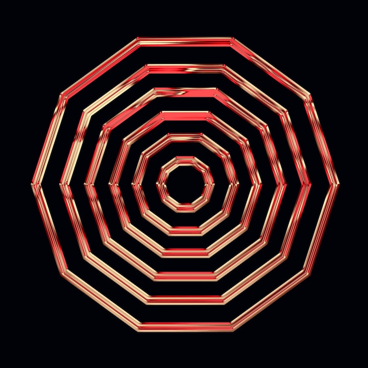 PSD gold red chrome y2k design element