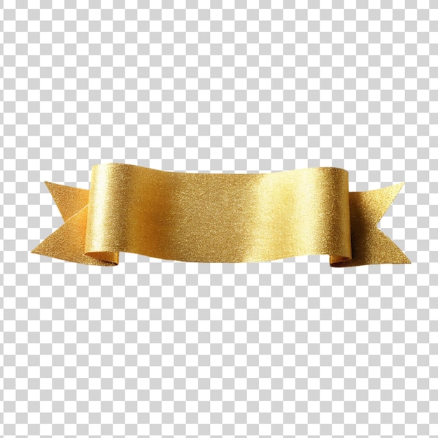 PSD gold ribbon banner isolated on transparent background