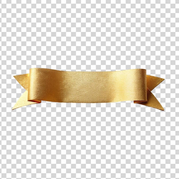 PSD gold ribbon banner isolated on transparent background