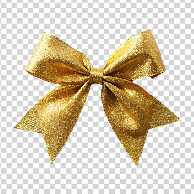 PSD gold ribbon tie bow isolated on transparent background