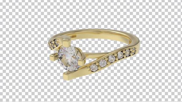 PSD gold ring with diamonds on a white background