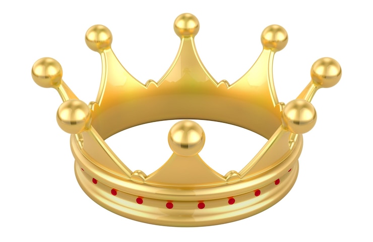 PSD gold royal crown close-up 3d-weergave geïsoleerd op een transparante achtergrond