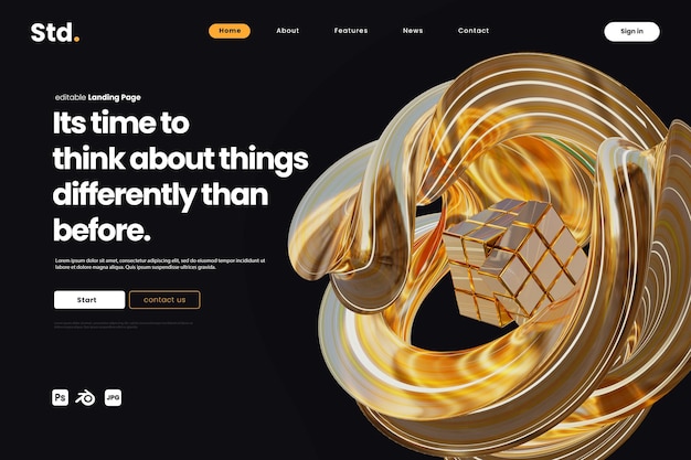 PSD gold rubik toys landing page