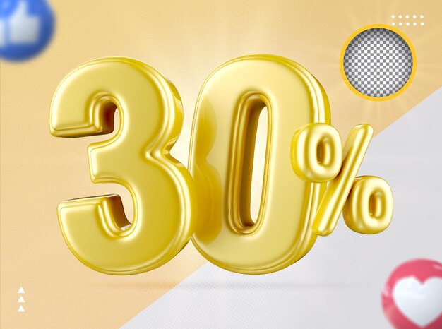 Gold sale 30 percent 3d luxury promotional