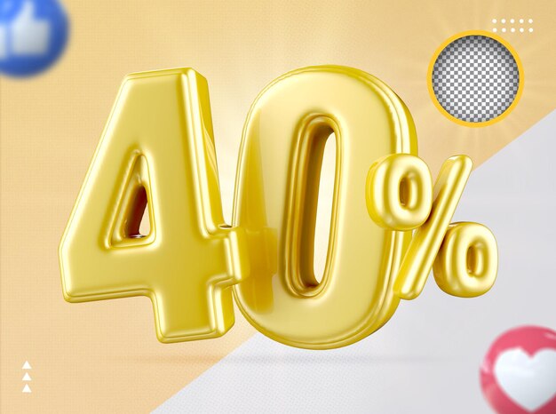 Gold sale 40 percent 3d luxury promotional