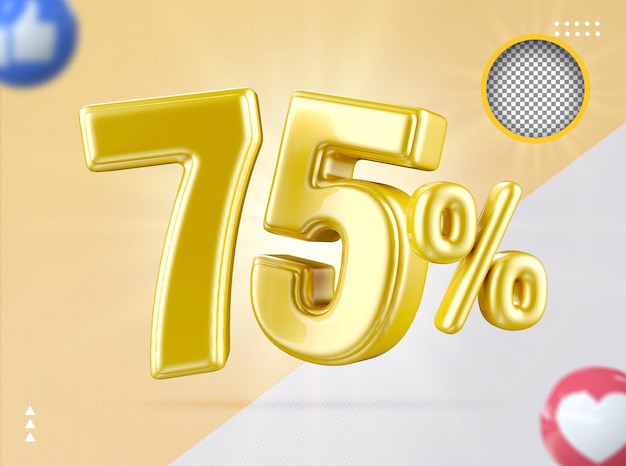 Gold sale 75 percent 3d luxury promotional