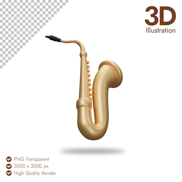 PSD Золотой саксофон 3d-икона