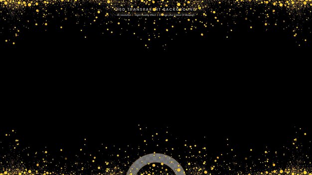 PSD gold shiny holiday flying glitter on black background