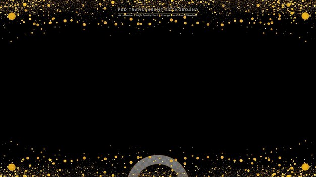 PSD gold shiny holiday flying glitter on black background