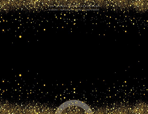 PSD gold shiny holiday flying glitter on black background