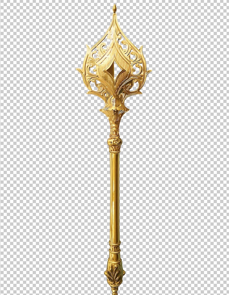 PSD gold and silver antique brass lamp with a design of a column