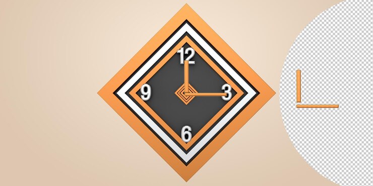 PSD gold and silver clock. design template. isolated on transparent background