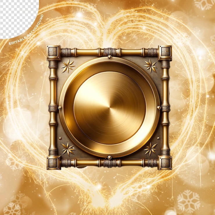 PSD a gold and silver frame with a gold circle on it