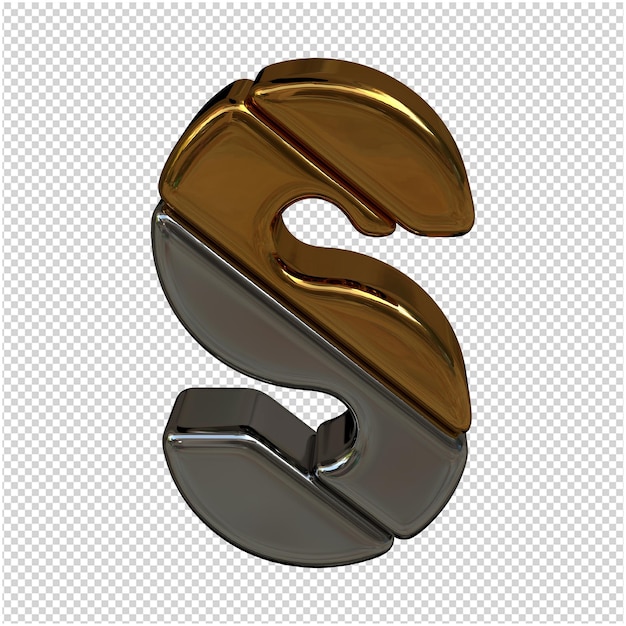 Gold and silver letter 3d rendering