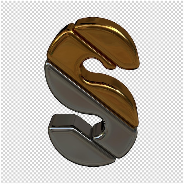 Rendering 3d di lettere d'oro e d'argento