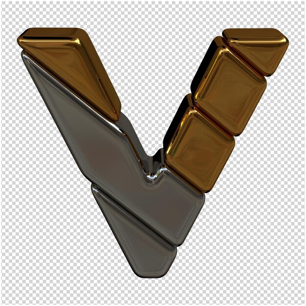 Gold and silver letter 3d rendering