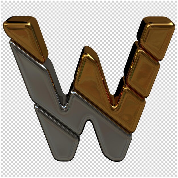 Gold and silver letter 3d rendering