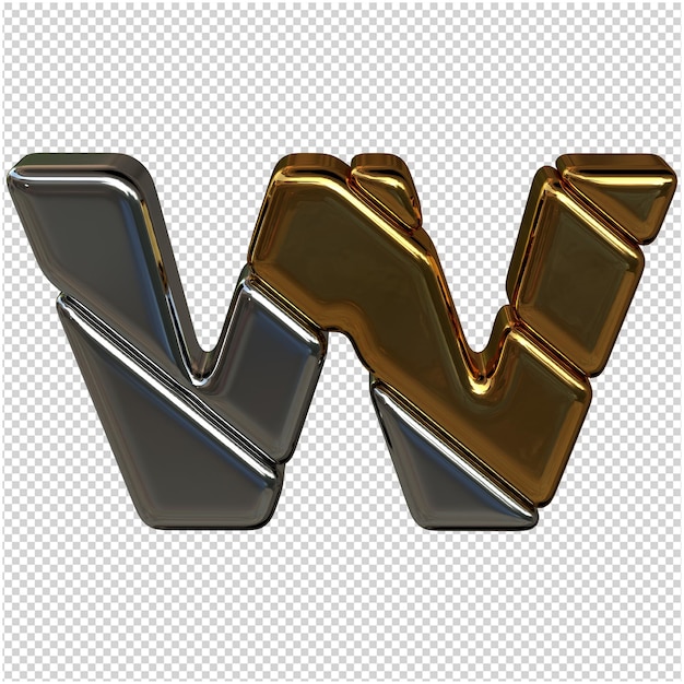 Gold and silver letter 3d rendering