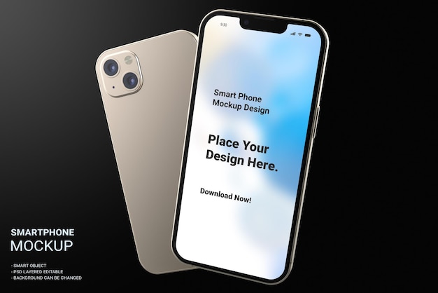 ゴールドスマートフォン画面モックアッププレゼンテーションテンプレート