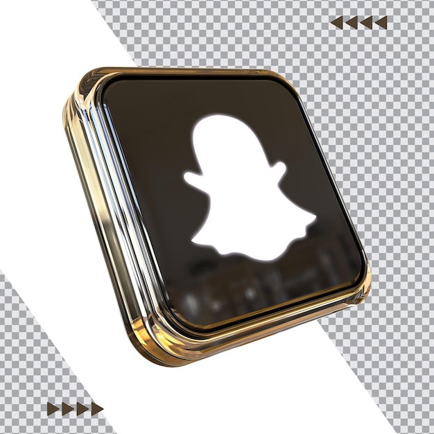 Rendering 3d dell'icona snapchat dorata