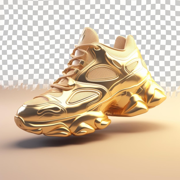 PSD gold sneakers on transparent background