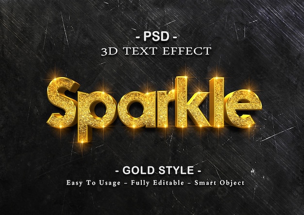 Gold sparkle text effect template