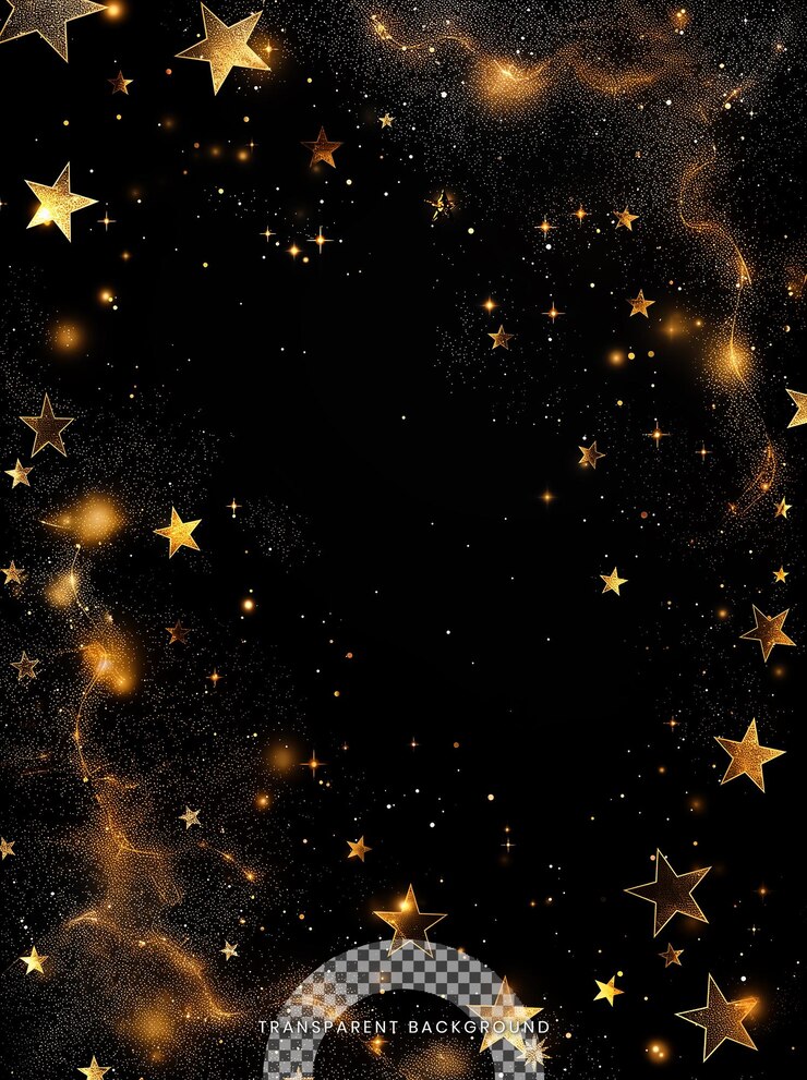 PSD gold star frame on transparent background