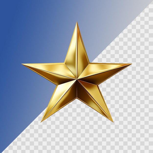 PSD gold star isolated on transparent background