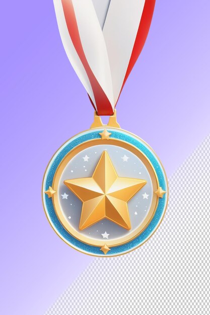 PSD a gold star medal with a star on it