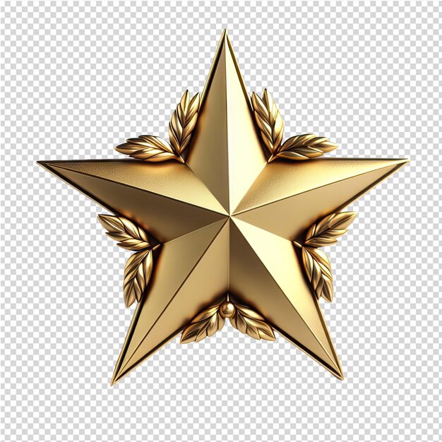 PSD a gold star with a star on it is made of gold