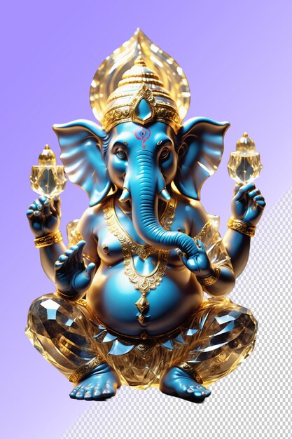 PSD a gold statue of an elephant with a blue and gold color background