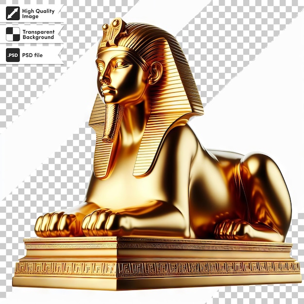 PSD una statua d'oro di un leone con un'immagine di un leione su di esso