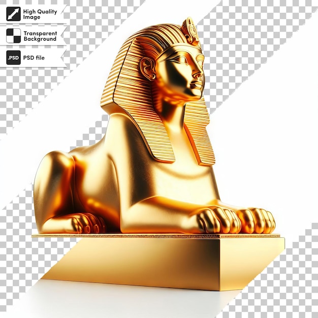 PSD una statua d'oro di un leone con la parola h k su di esso