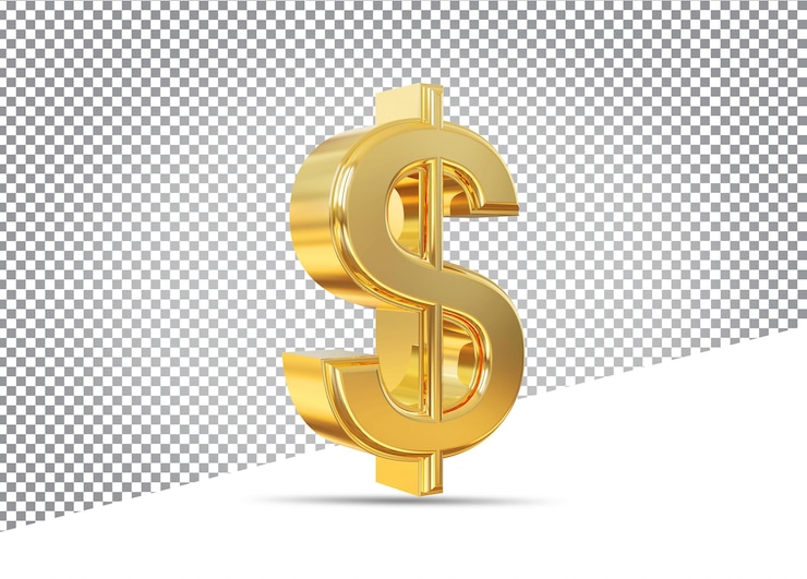 PSD gold symbol dollar 3d
