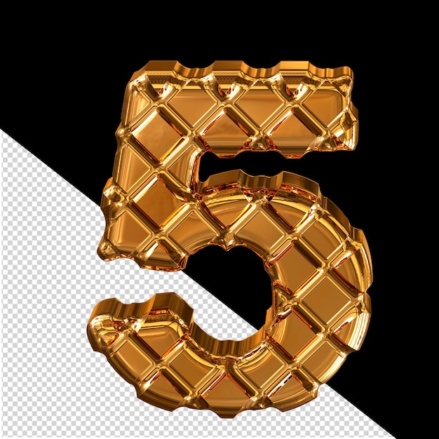 gold symbol made of gold rhombuses number 5