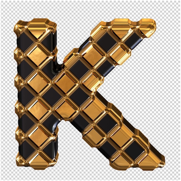 PSD gold symbol made of rhombuses letter k