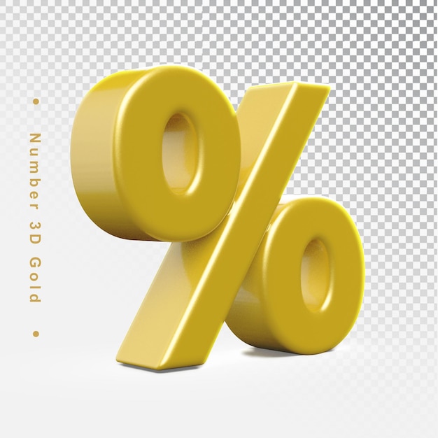Gold Symbol Percentage 3D Element