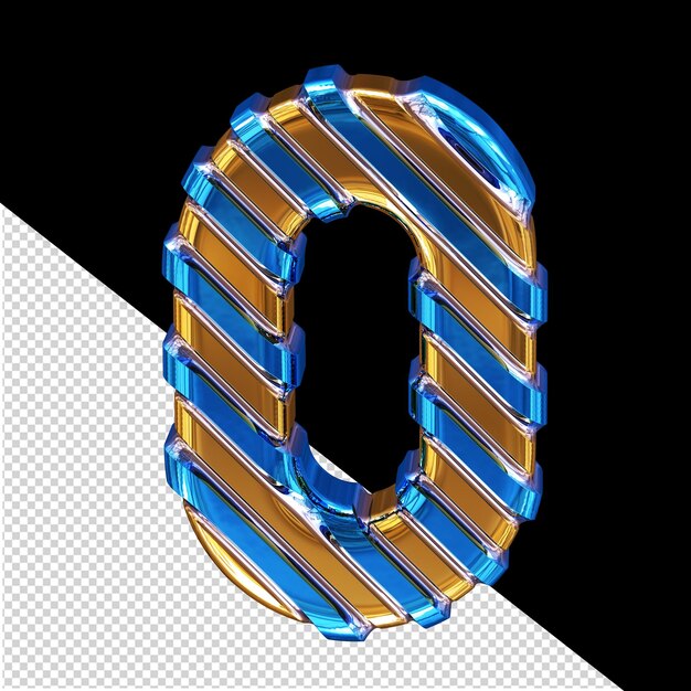 Gold symbol with blue diagonal straps number 0