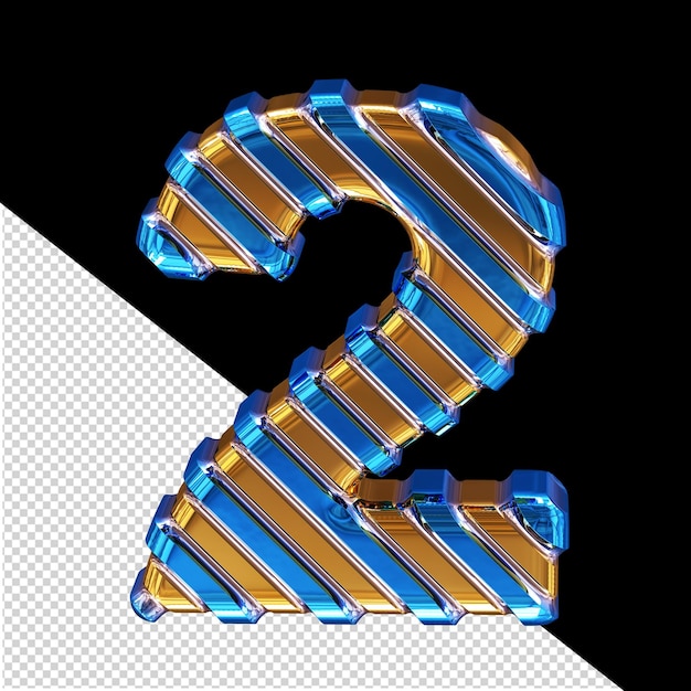 gold symbol with blue diagonal straps number 2